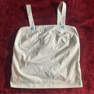 Striped White Tank Top with Button Accents